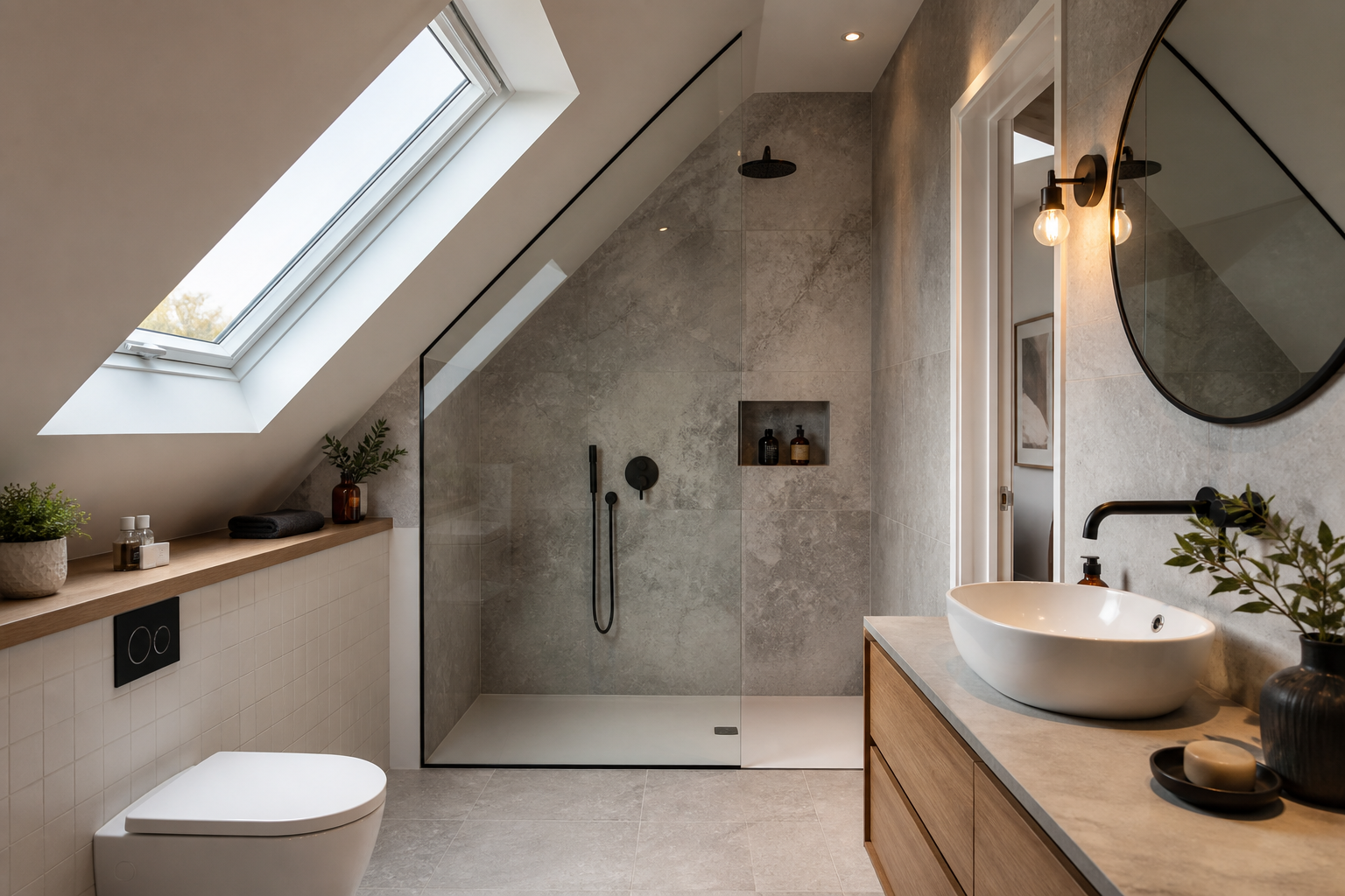 Ensuite bathroom in a completed loft conversion in Hertfordshire