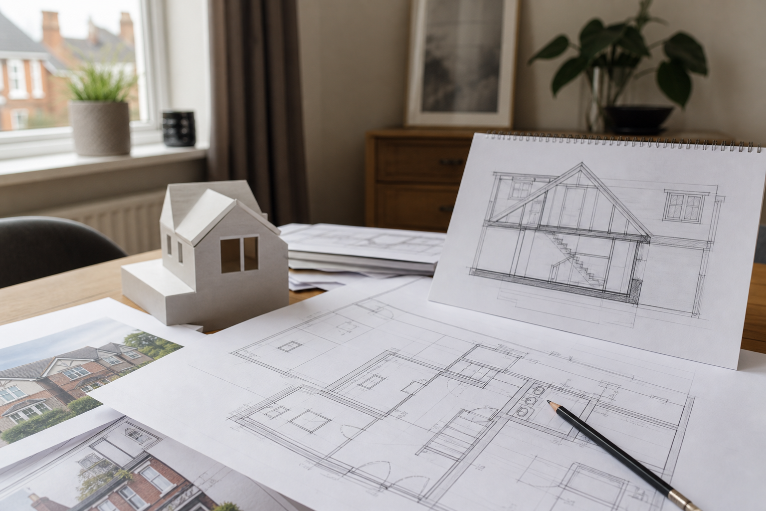 Architectural drawings for a loft conversion planning application in Hertfordshire
