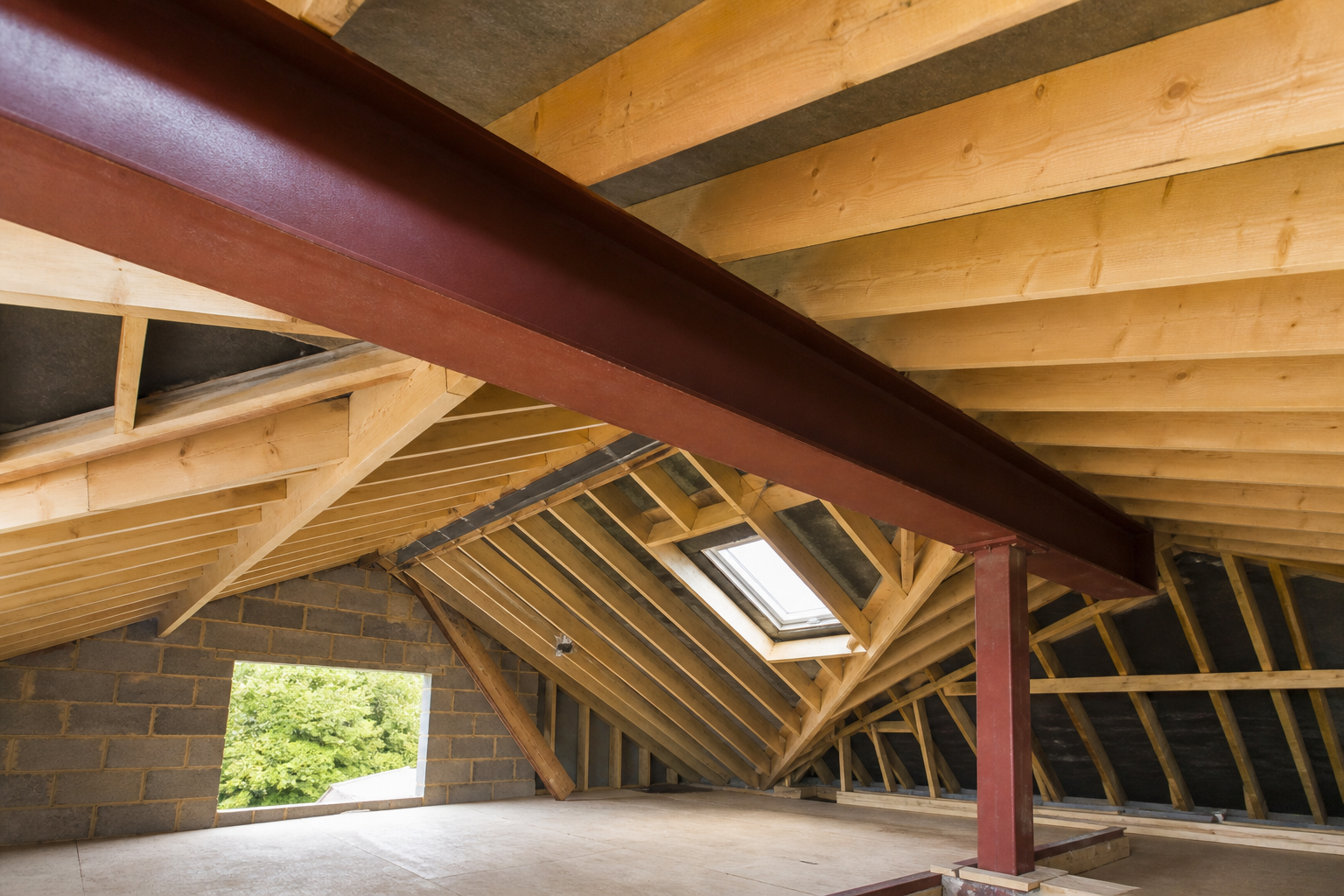 Steel beam installation during a loft conversion in Hertfordshire