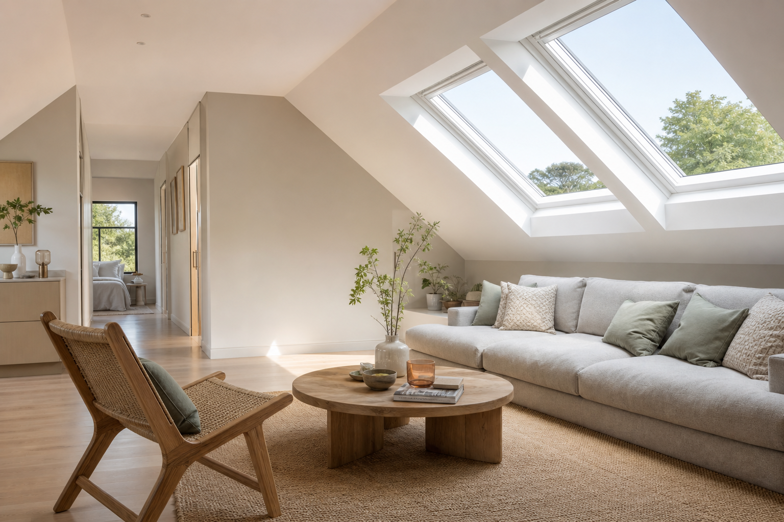 Velux rooflights in a completed loft conversion in Hertfordshire