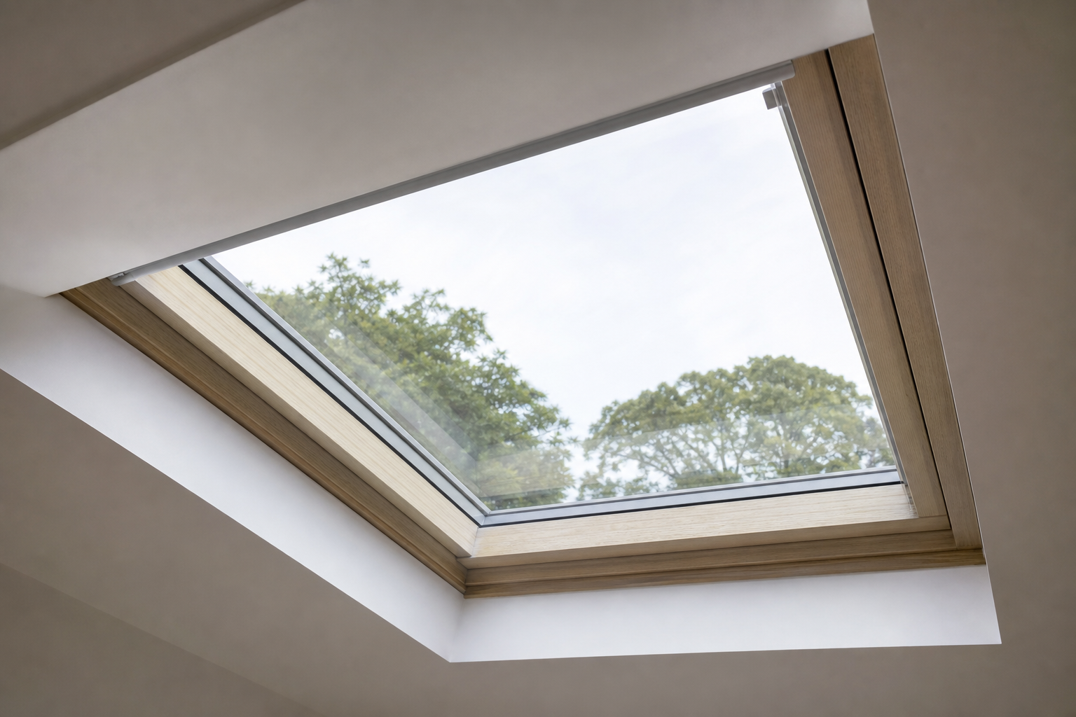 Close-up of Velux rooflight installation on the Hitchin loft