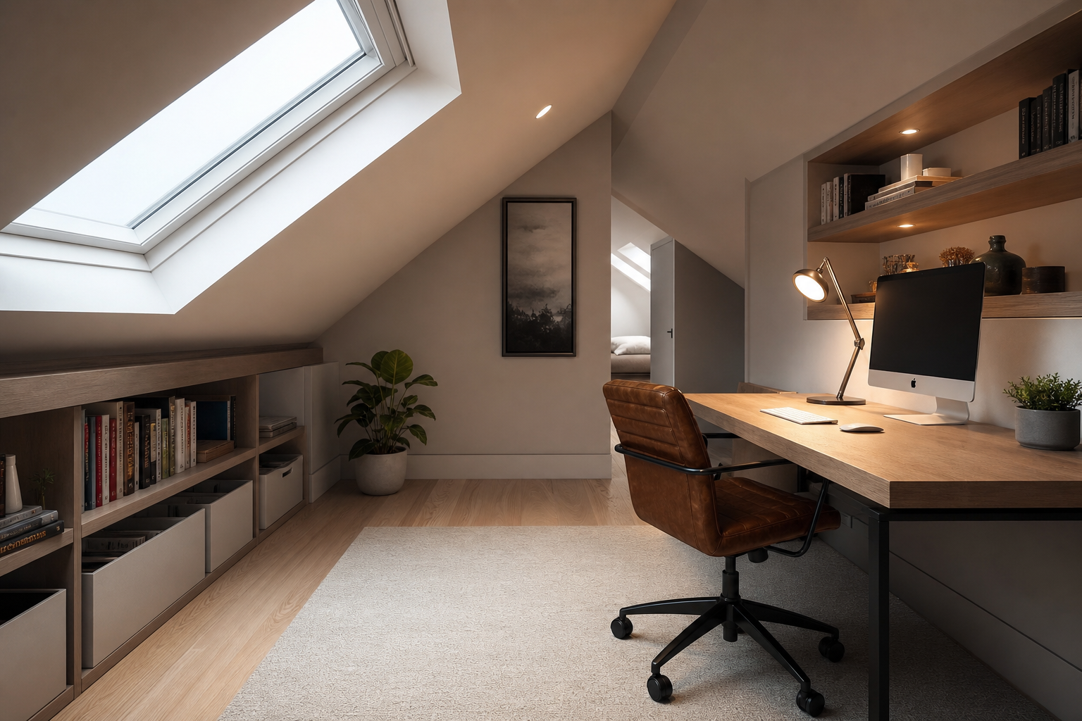 Loft home office in a Hertfordshire property